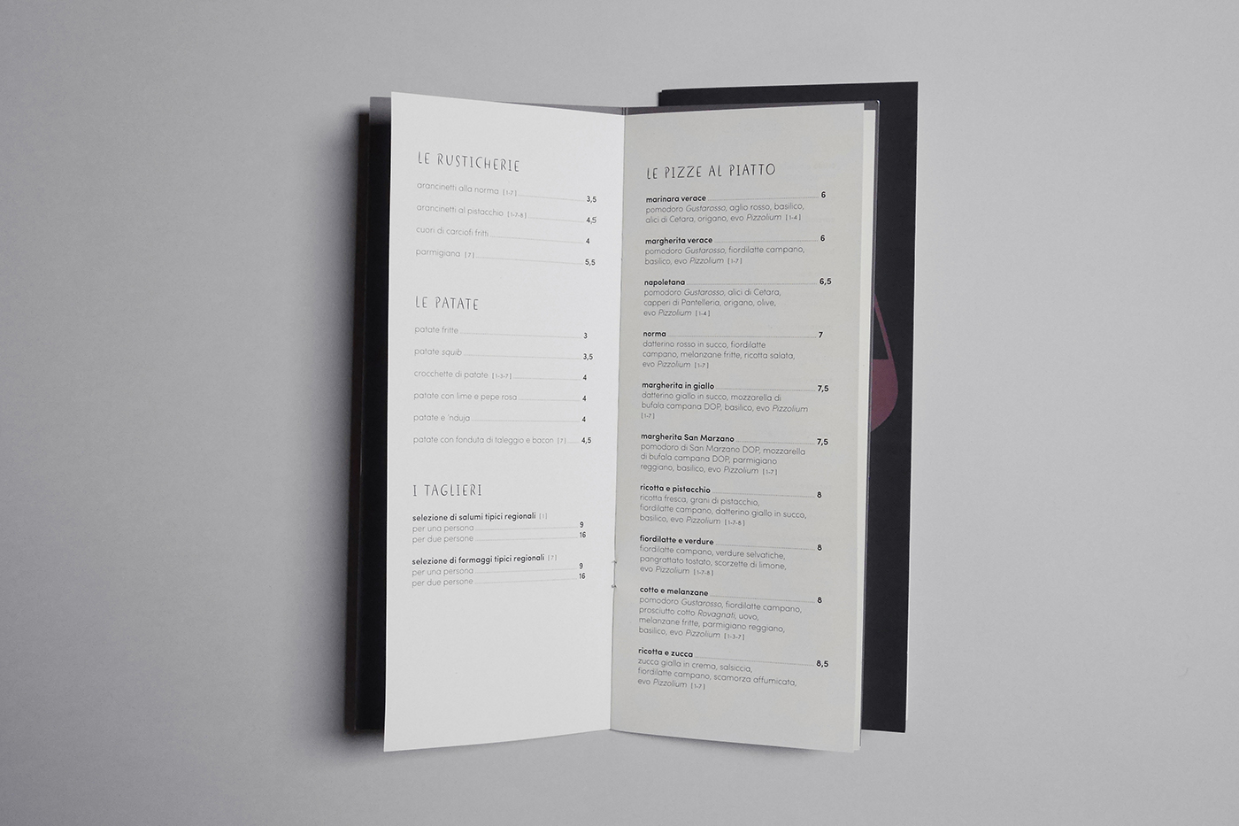 Food  menu Website brand design 60s