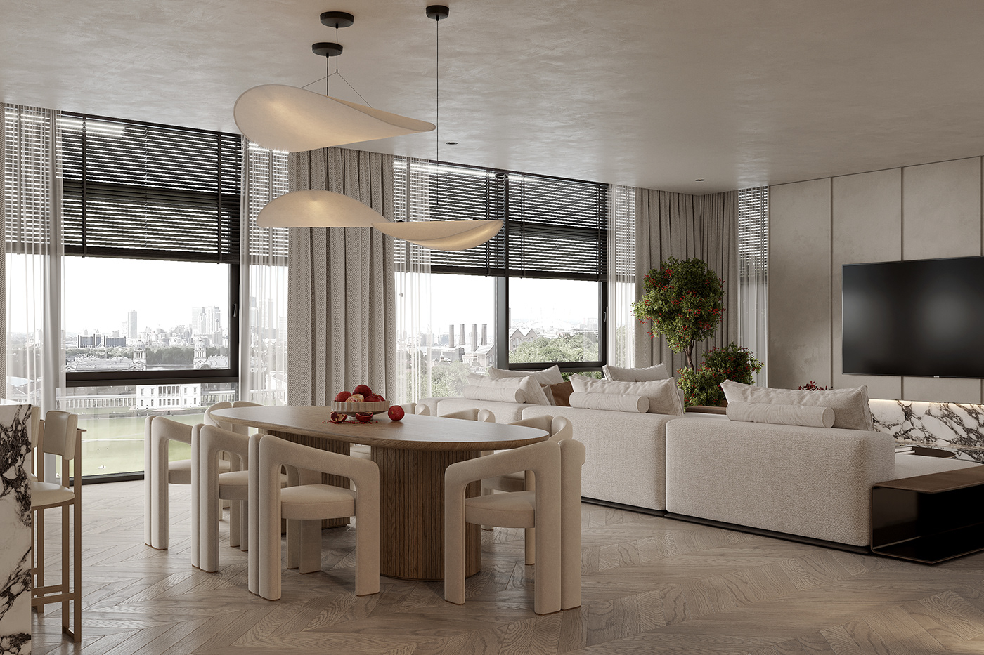 3ds max Interior interior design  Kitchen-living room Render visualization визуализация дизайн интерьера интерьер кухня-гостиная