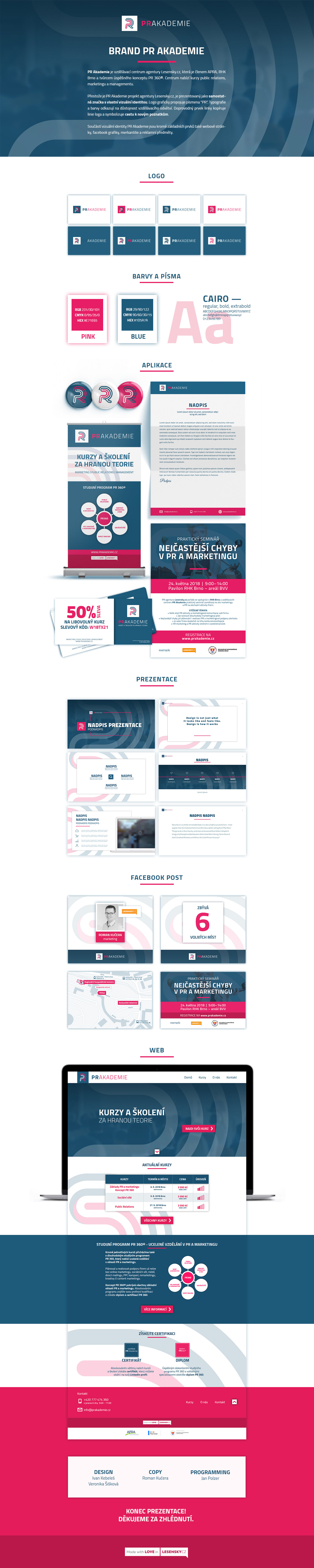 pr public relations brand design academy Website pink blue graphic