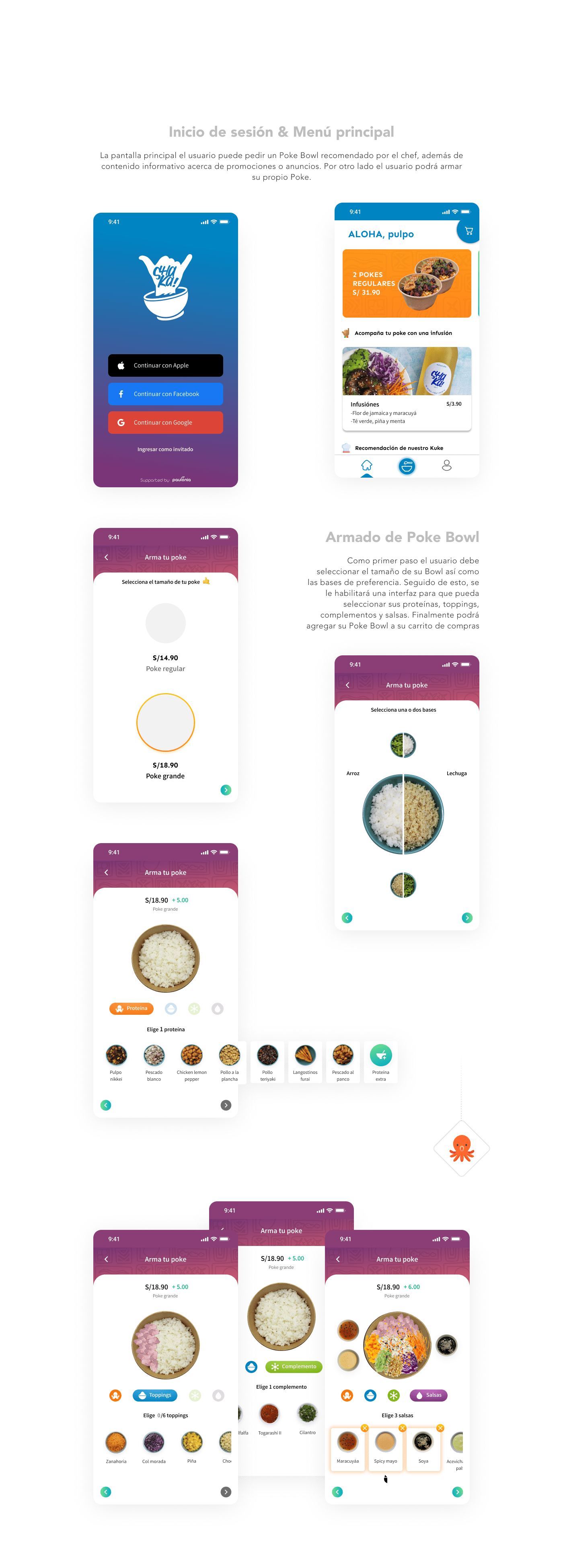 Hawaiian food Interactive Build Food Mobile app Poké Bowl Shaka ui design UX Research food app UI/UX