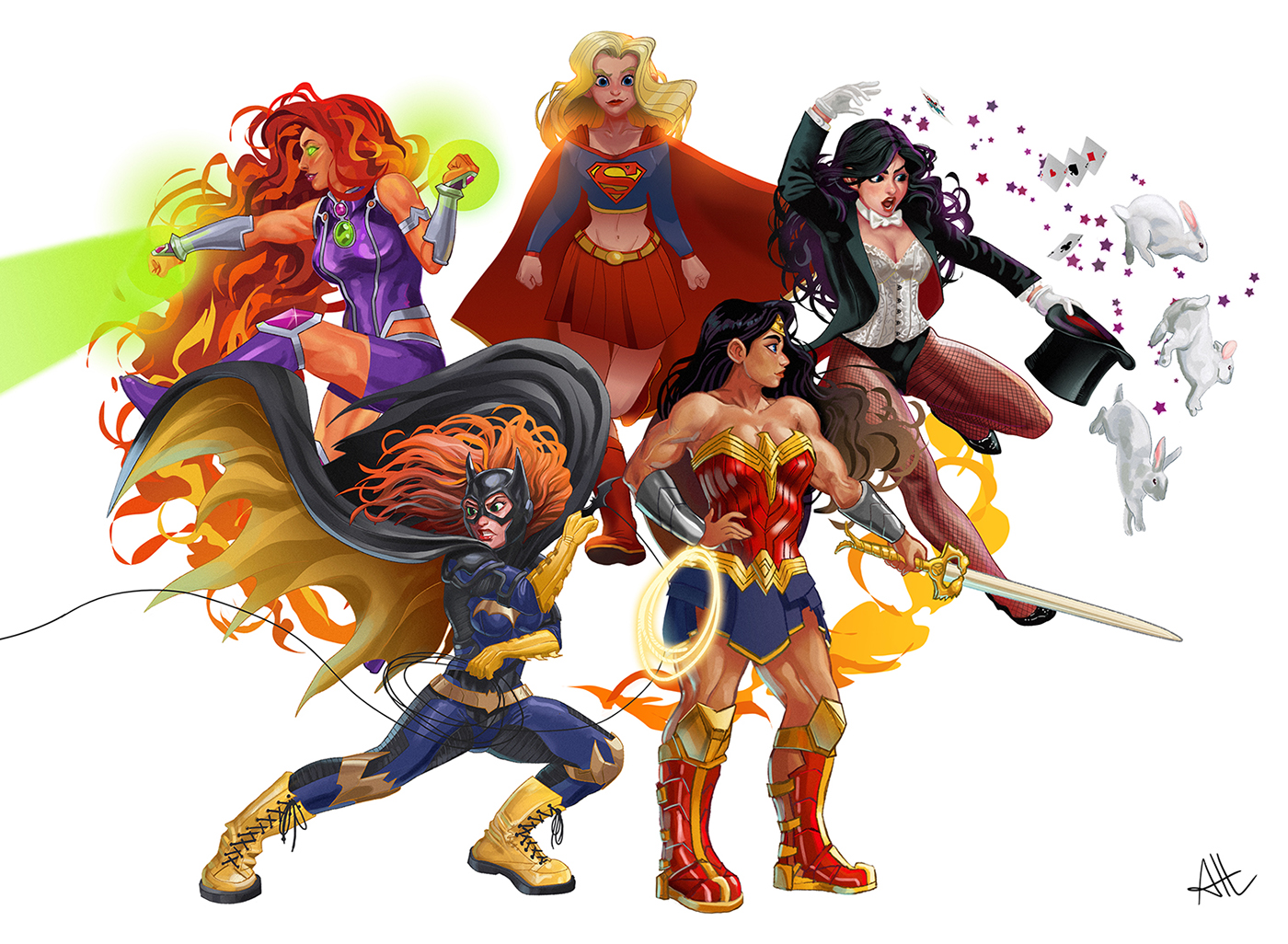 Supergirl Batgirl zatanna starfire Dc Comics wonder woman Character design 