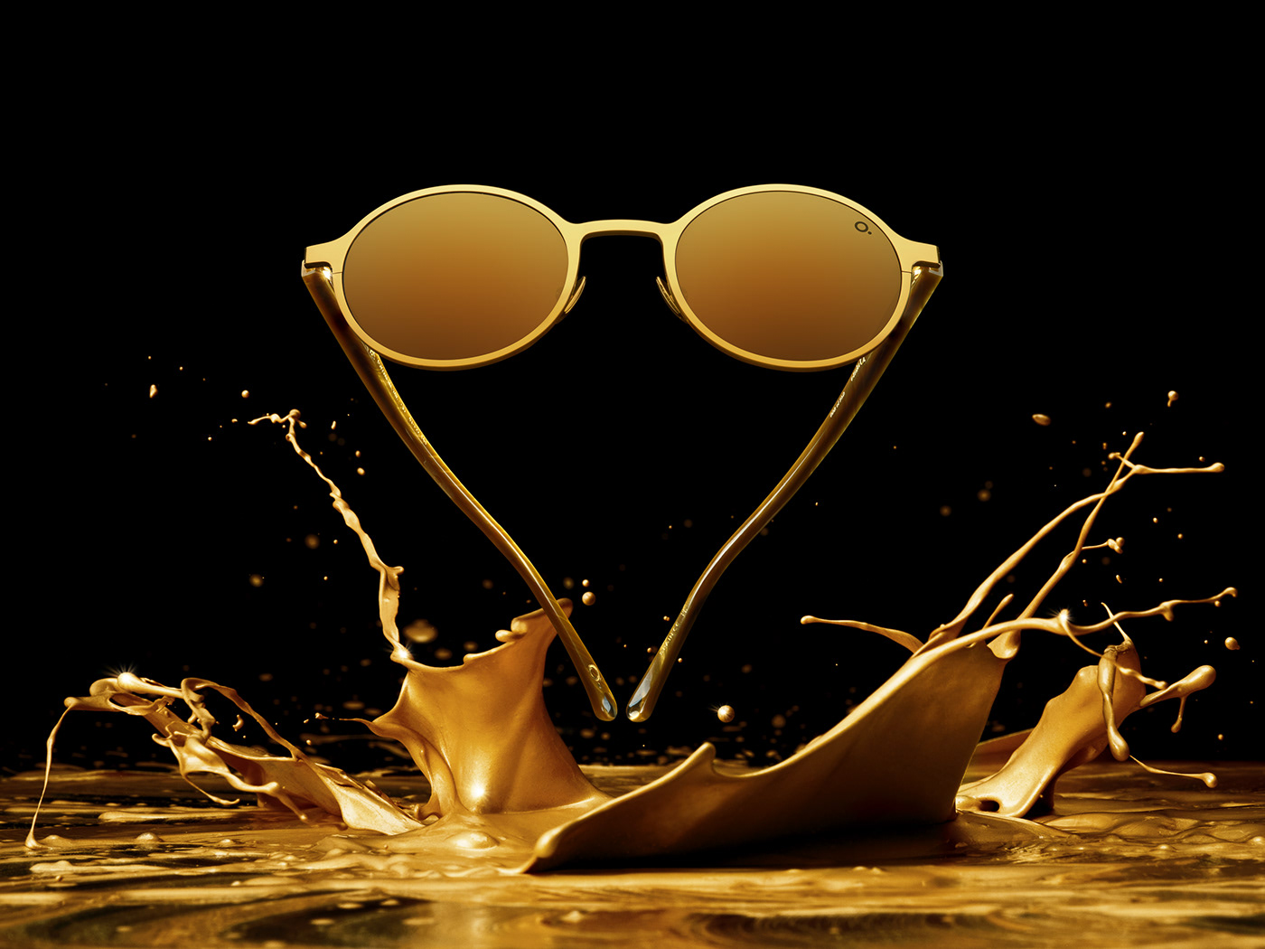 gold luxury jewelry fluid Liquid Sunglasses optical eyewear Advertising  lenses