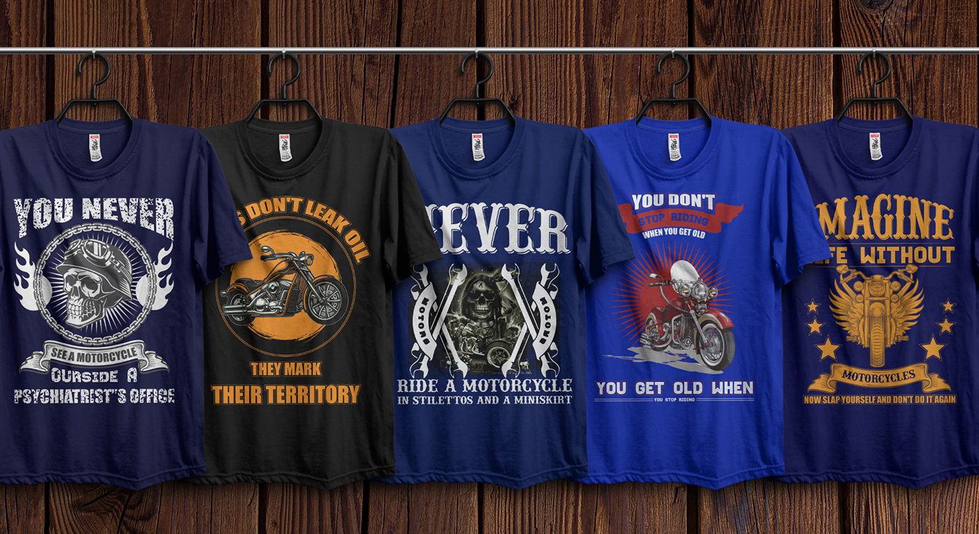 Download Motorcycle T-Shirts Bundle With Free Mockup on Behance