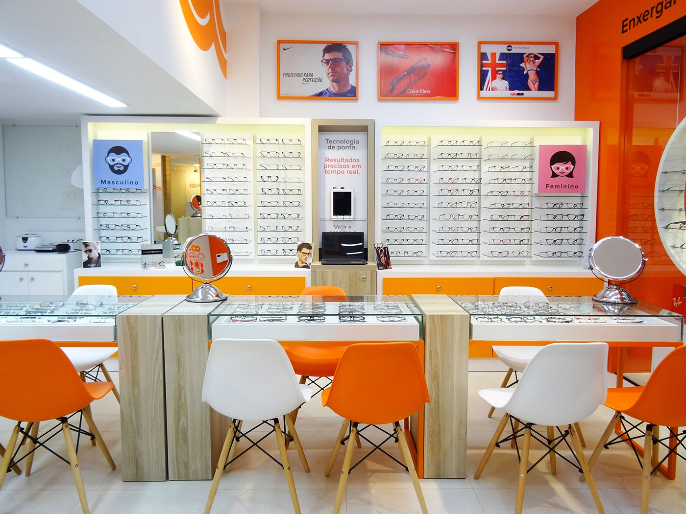 optical store optical store Retail glasses orange precisão óticas precisão