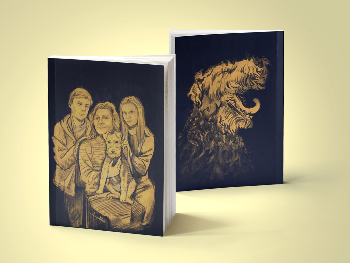 book ILLUSTRATION  cover family dog Drawing  Digital Art  Character design  cover design print