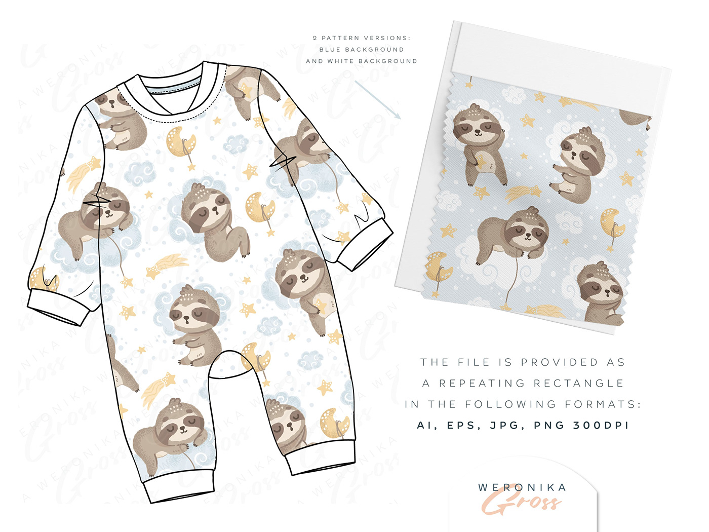 pattern baby children ILLUSTRATION  fabric textile surface design Fashion  sloth cute