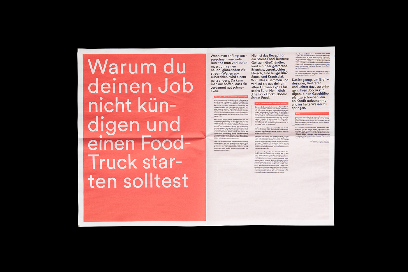 food truck festival newspaper printed design black and white red print typo htwg konstanz magazin