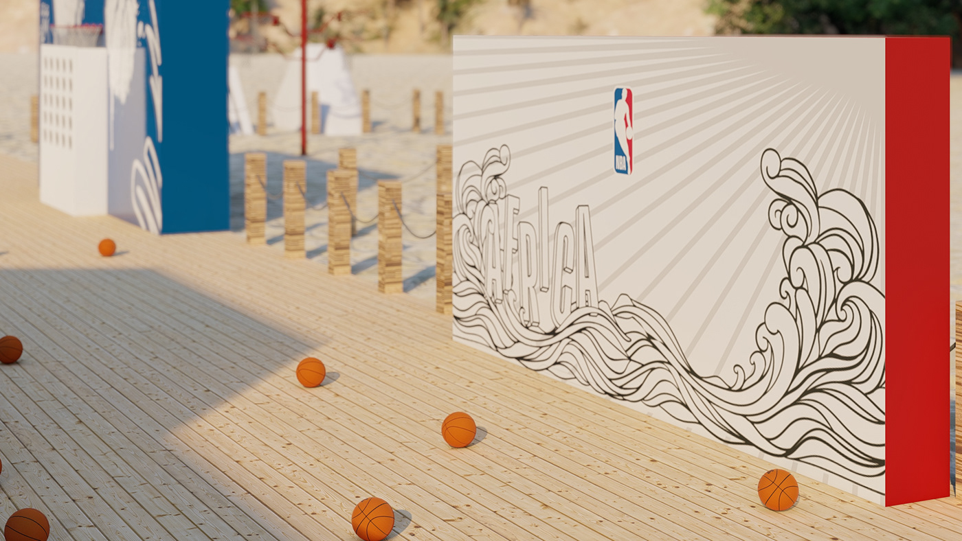 basketball summer egypt Event NBA beach sports court activation art direction 