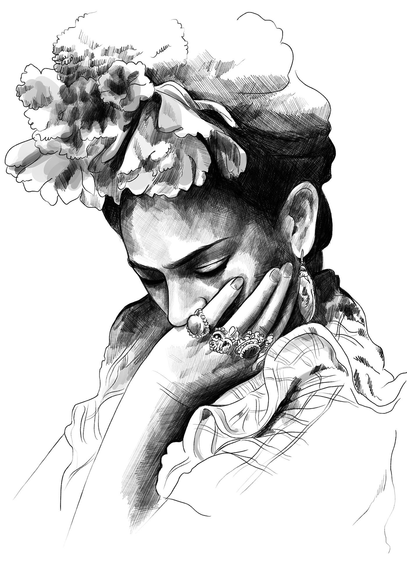 frida kahlo woman painter feminist heart Icon artist tribute portrait pencil