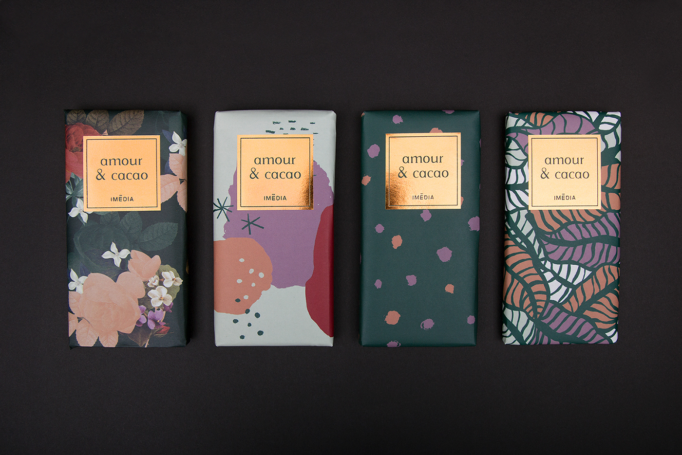 chocolate Love cacao Packaging illustrations ILLUSTRATION  emballage foil Indigo design