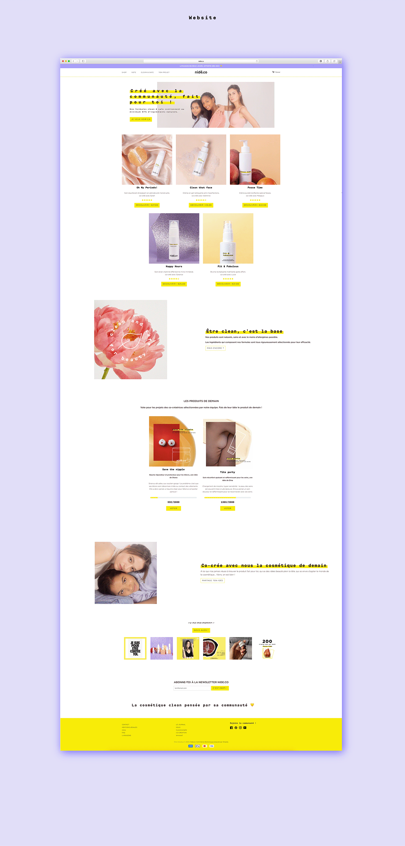 art direction  beauty branding  clean beauty cosmetics Packaging yellow Cosmetic identity Website