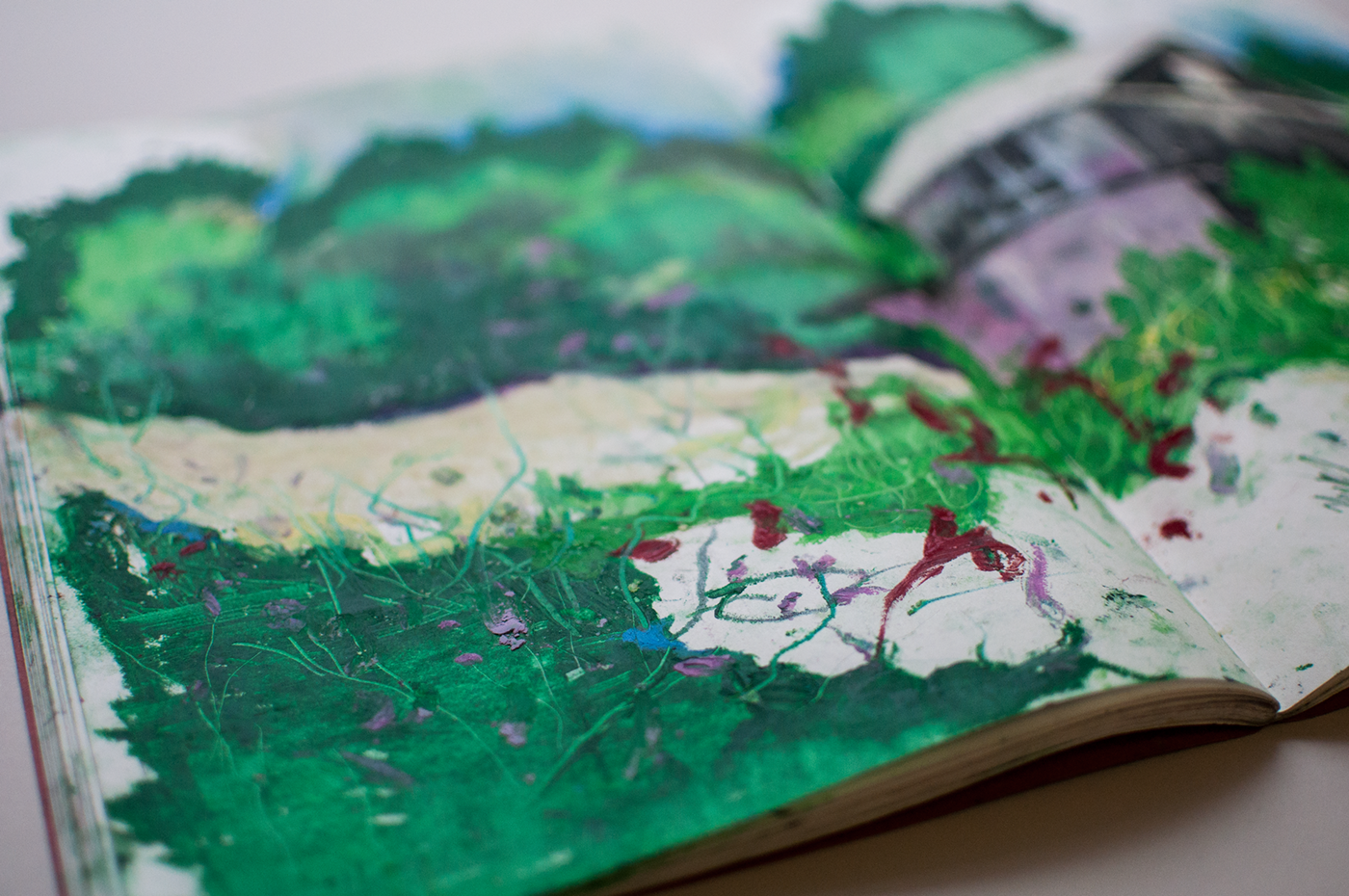 oil pastel Sennelier sketchbook Landscape summer vacation