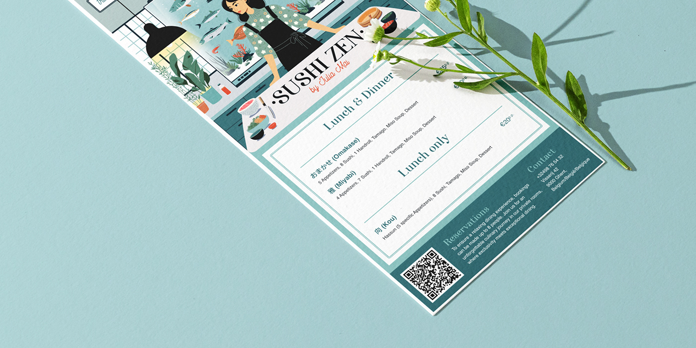 ILLUSTRATION  Digital Art  vector visual identity logo branding  editorial fish Sushi restaurant