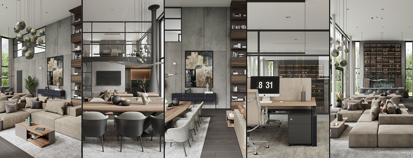 3ds max architecture contemporary home house Interior interior design  Residence visualization