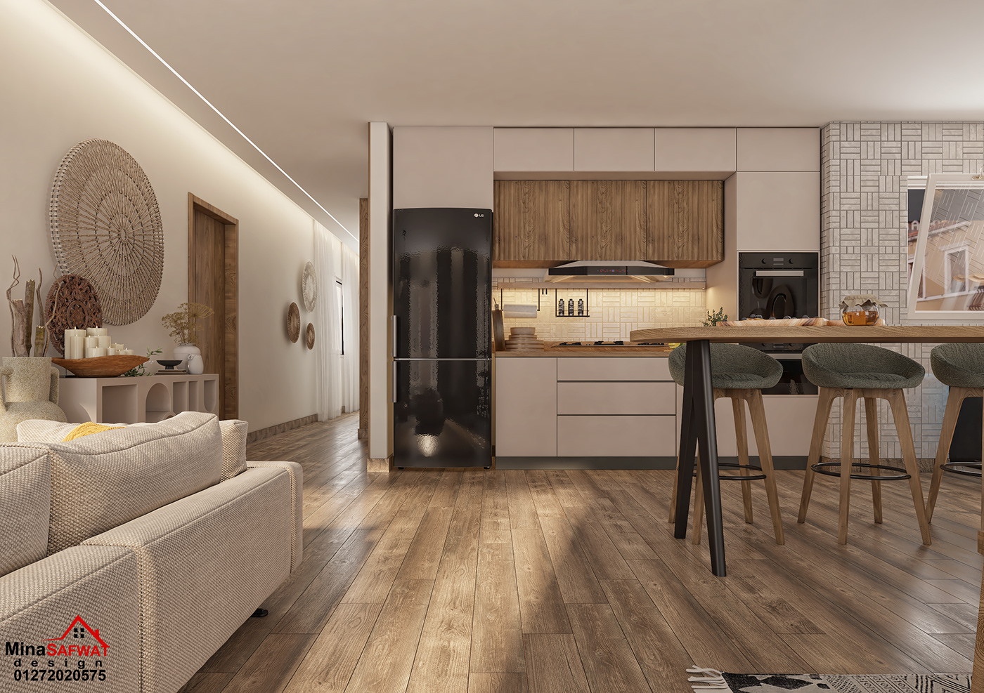 indoor visualization interior design  3ds max vray Render Bohemia Bohemian Style appartment Ratan
