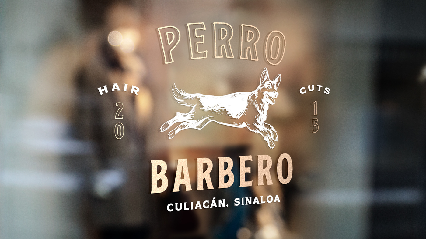 barber Classic dog gold old perro sabre serif stamp vintage
