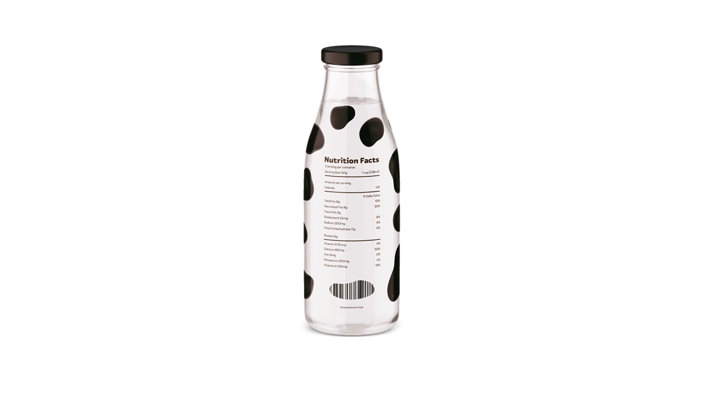 3D package bottle branding  cow Dairy ILLUSTRATION  logo milk package Packaging