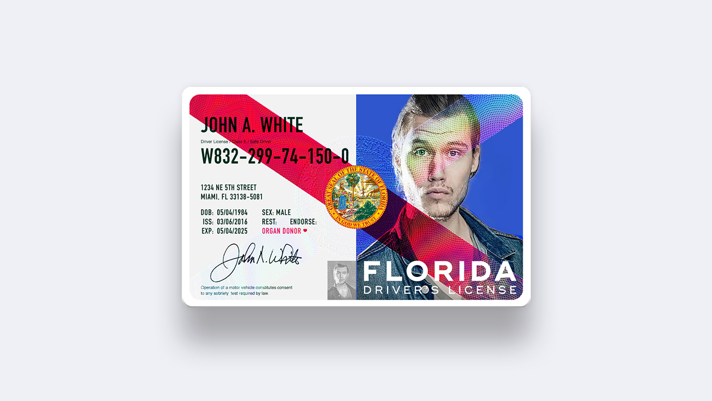 redesign florida license driver Layout graphic design identification card