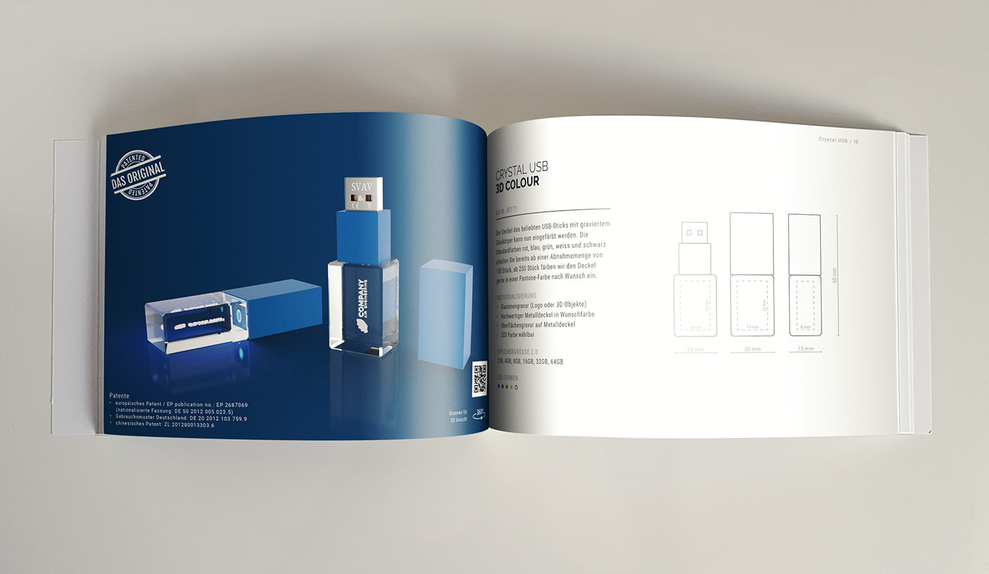crystal products 3D Render series POWERBANK print brochure catalog branding 