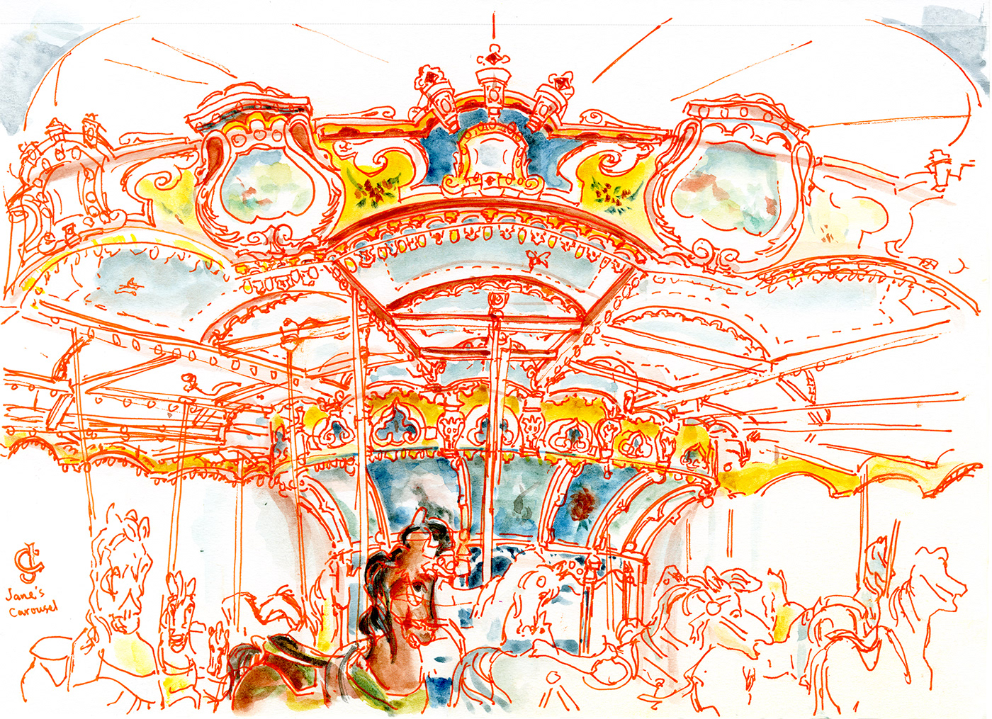 carousel New York Drawing 