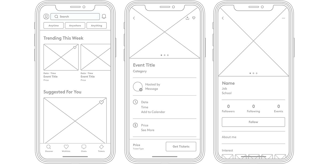 UI ux Interface mobile tickets Events Booking iPhone x hosts ticket