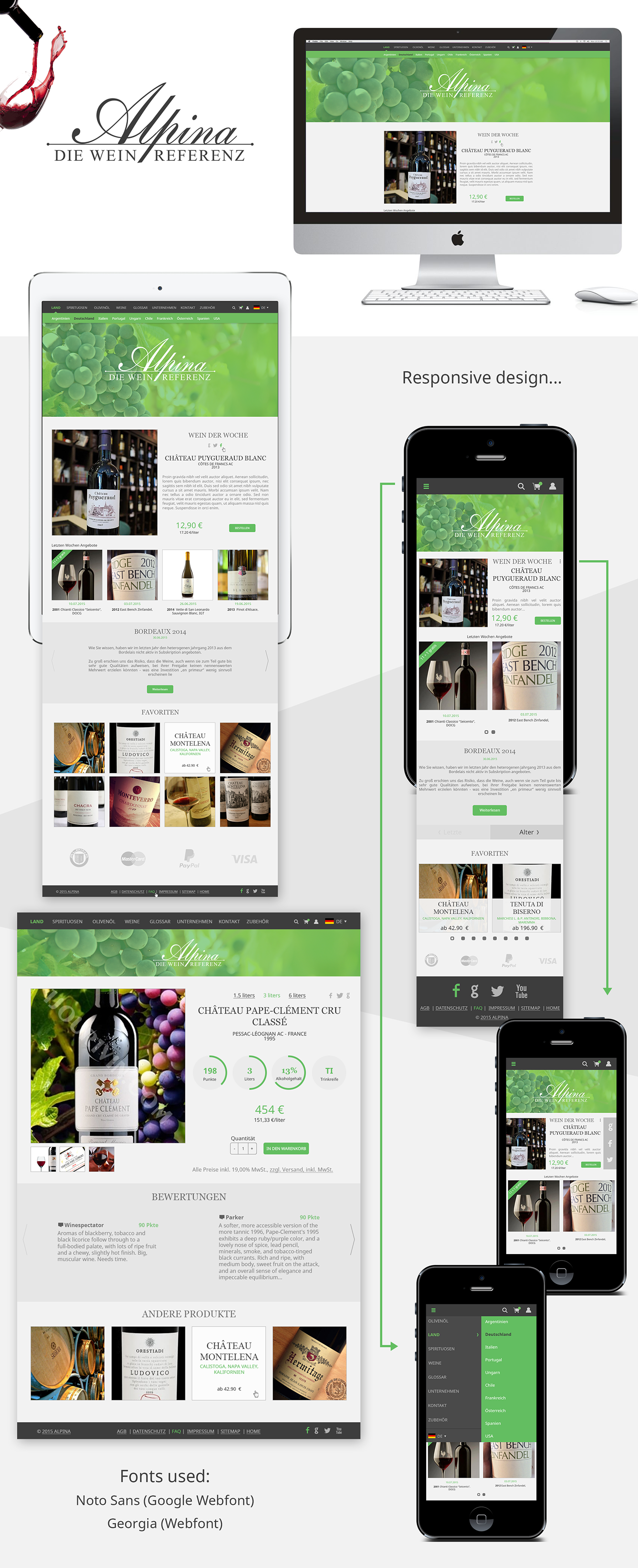 Alpina Wine photoshop UI ux design Website concept app