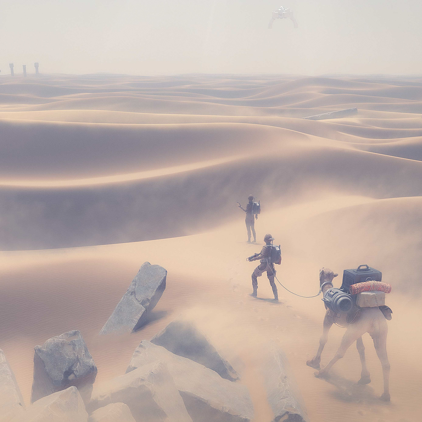 artwork camel concept art desert Landscape sand science fiction Scifi soldiers Sun