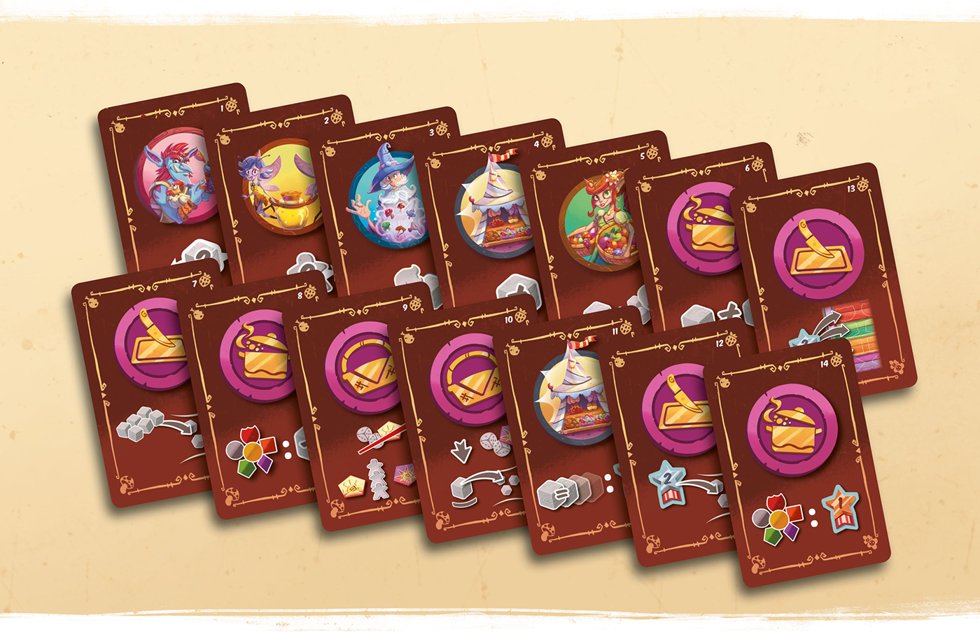 board game Visual Development ILLUSTRATION  cartoon fantasy Character design  game design  2D colorful Food 