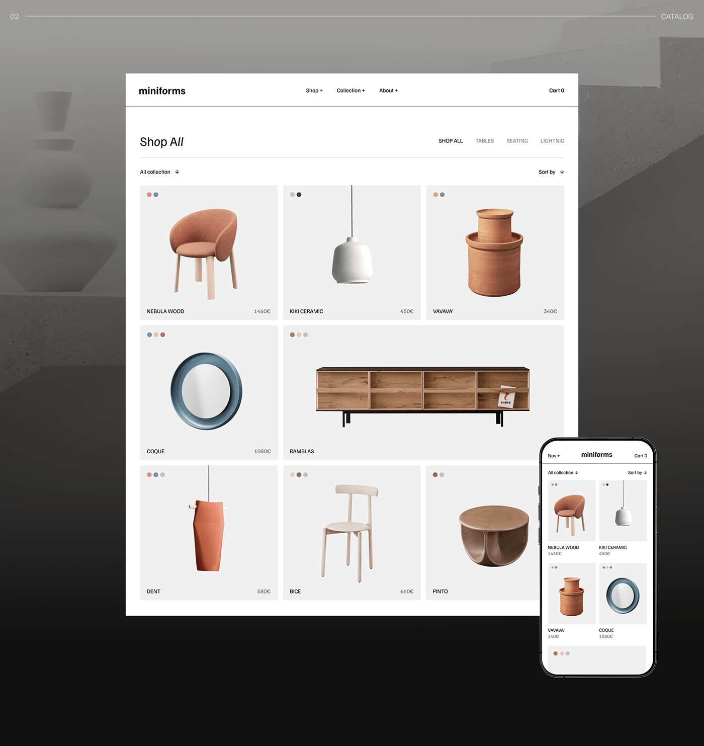UI/UX user interface Web Design  ui design furniture identity brand visual identity e-commerce landing page