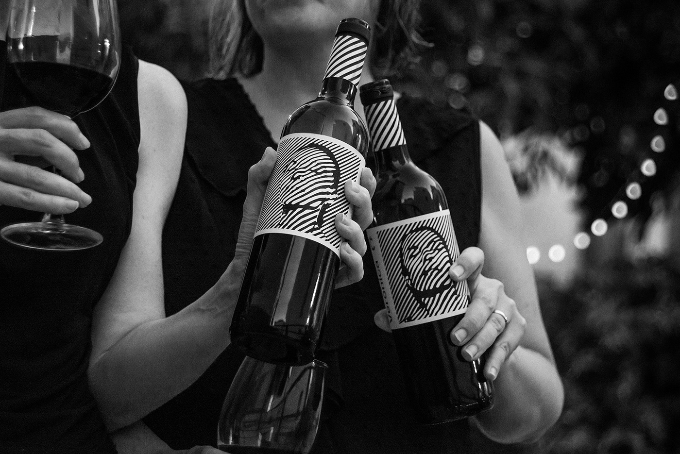 wine Label Packaging typography   op-art black and white motion artwork logo identity