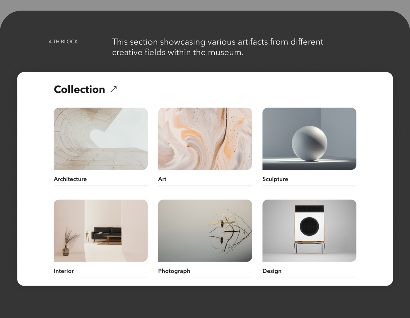 Minimalism minimalistic museum White black and white Website ux UI Web Design  grey