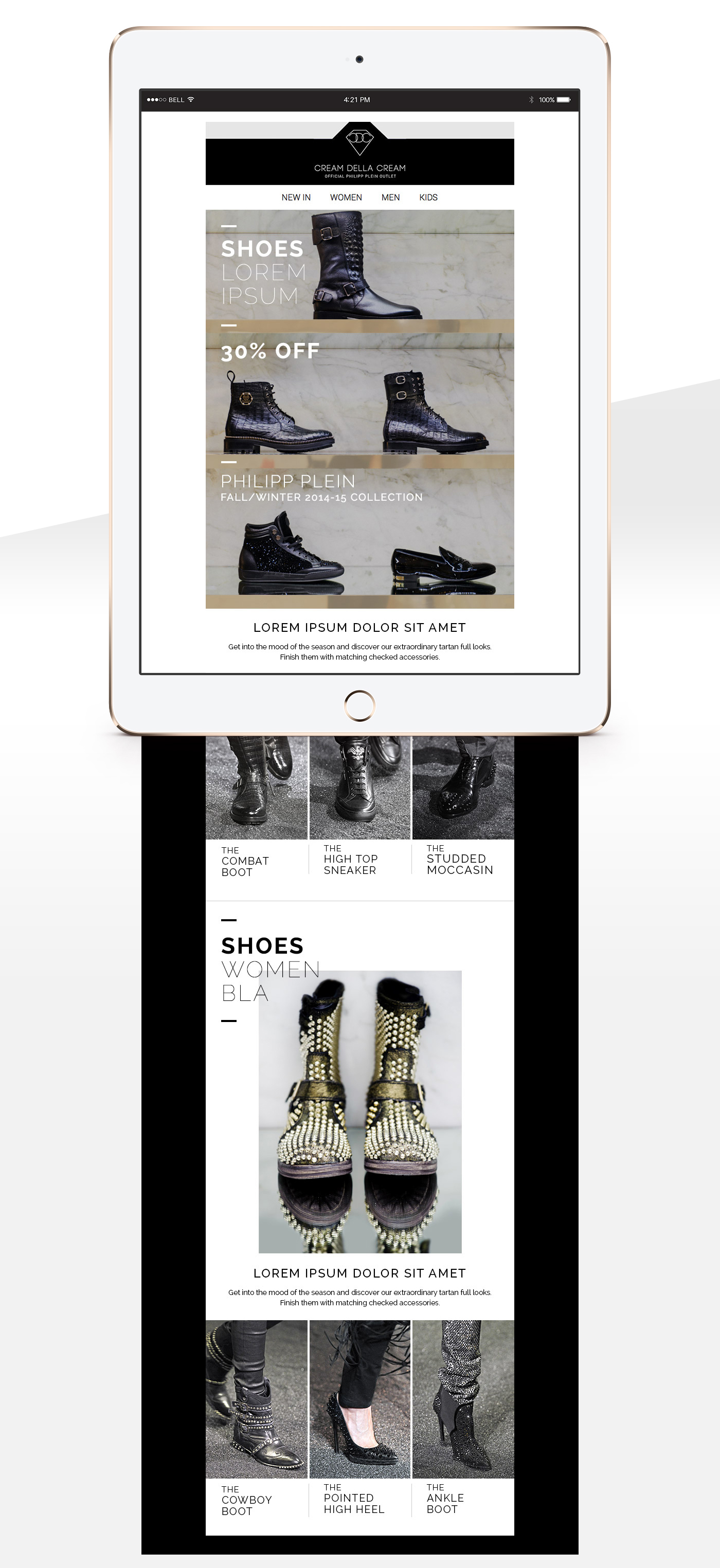 newsletter Philipp Plein  dem online shop direct Email marketing Email marketing   user interface email marketing Responsive Mockup Layout iphone iPad
