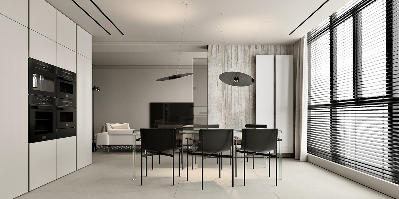 3dmax apartment architecture archviz corona design furniture Interior kitchen living room minimalist modern Render visualisation