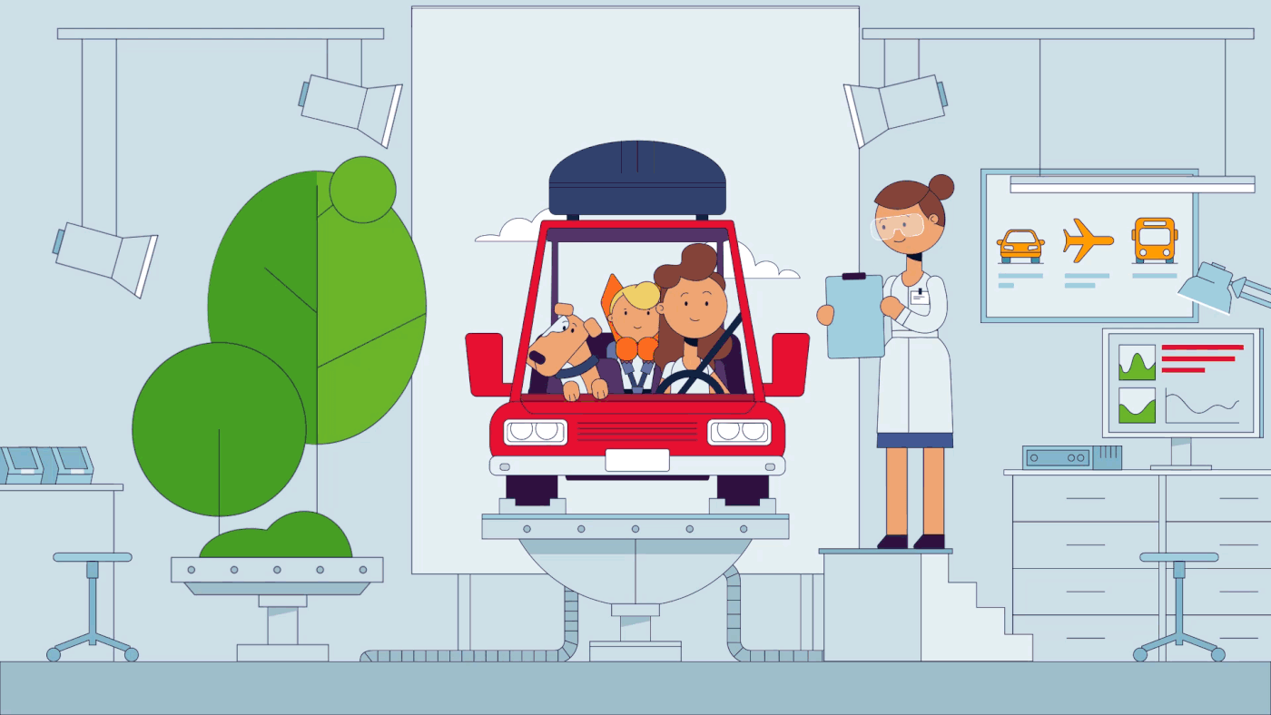 animation  explainer FOX characters car 3D journey pillow gif video