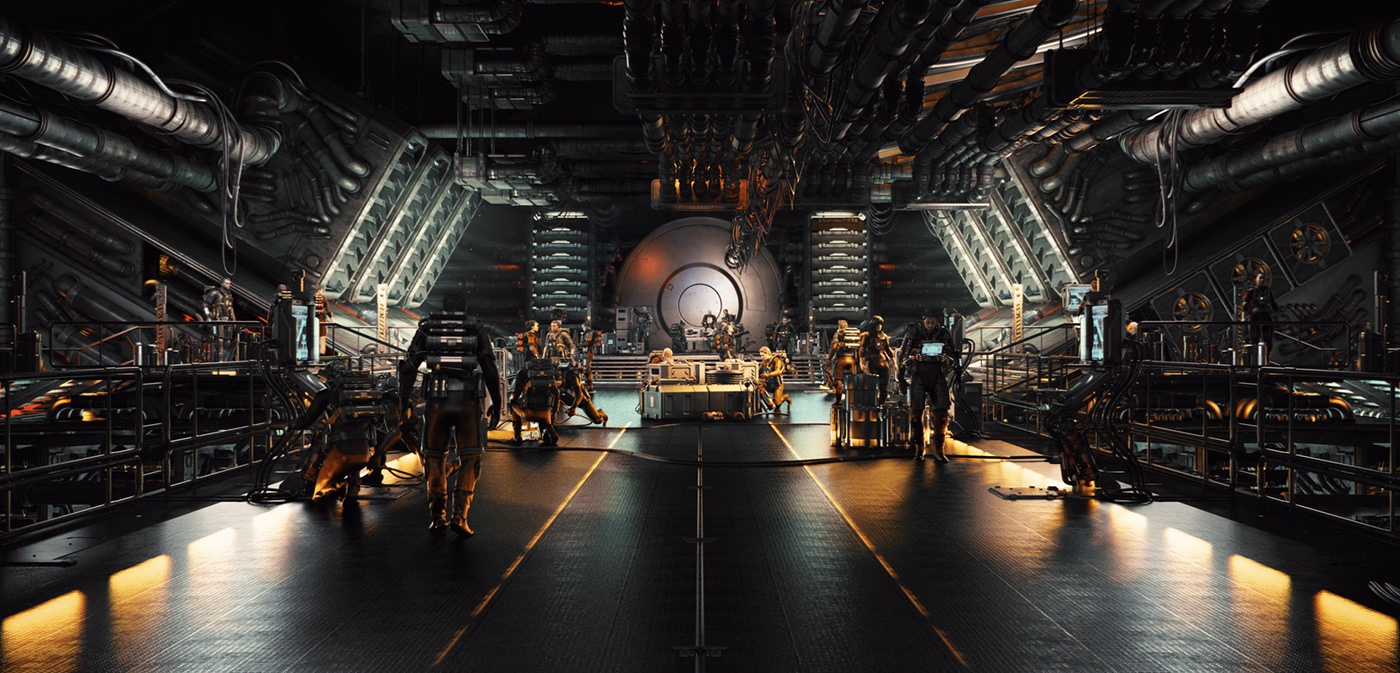 location sci-fi futuristic game STATION Space  Armor ventilation room soldier