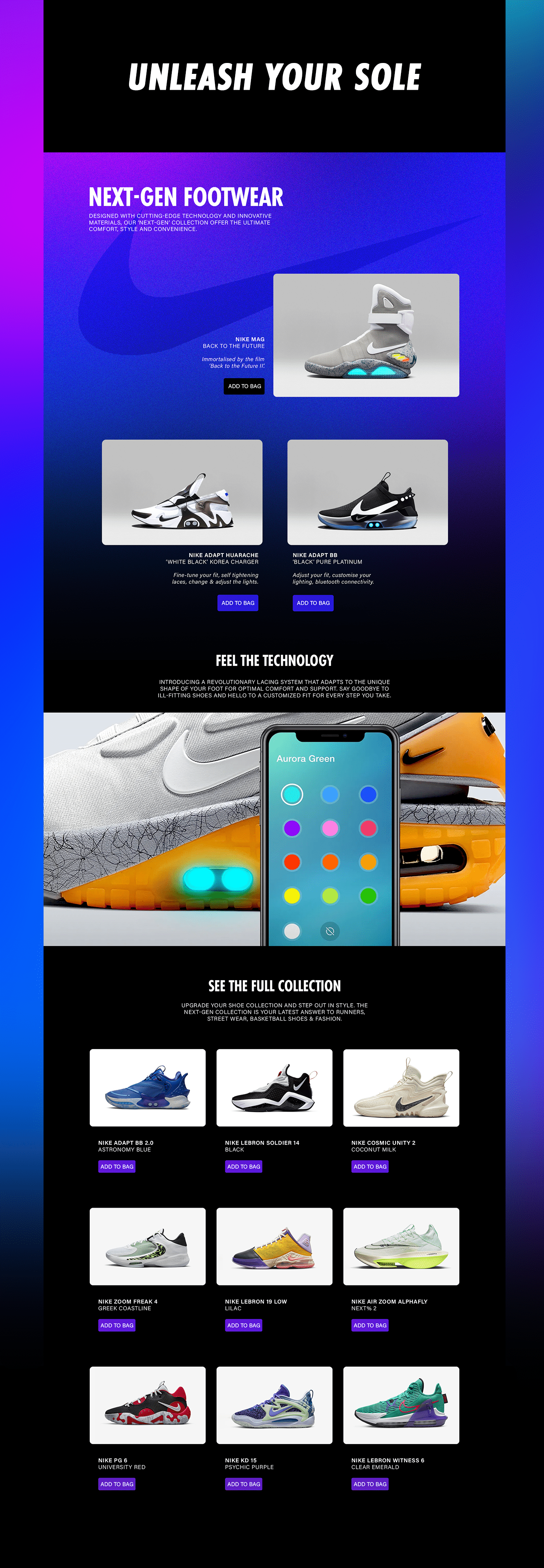 colours future marketing   Nike rotten bananas shoe shoes UI ux Website