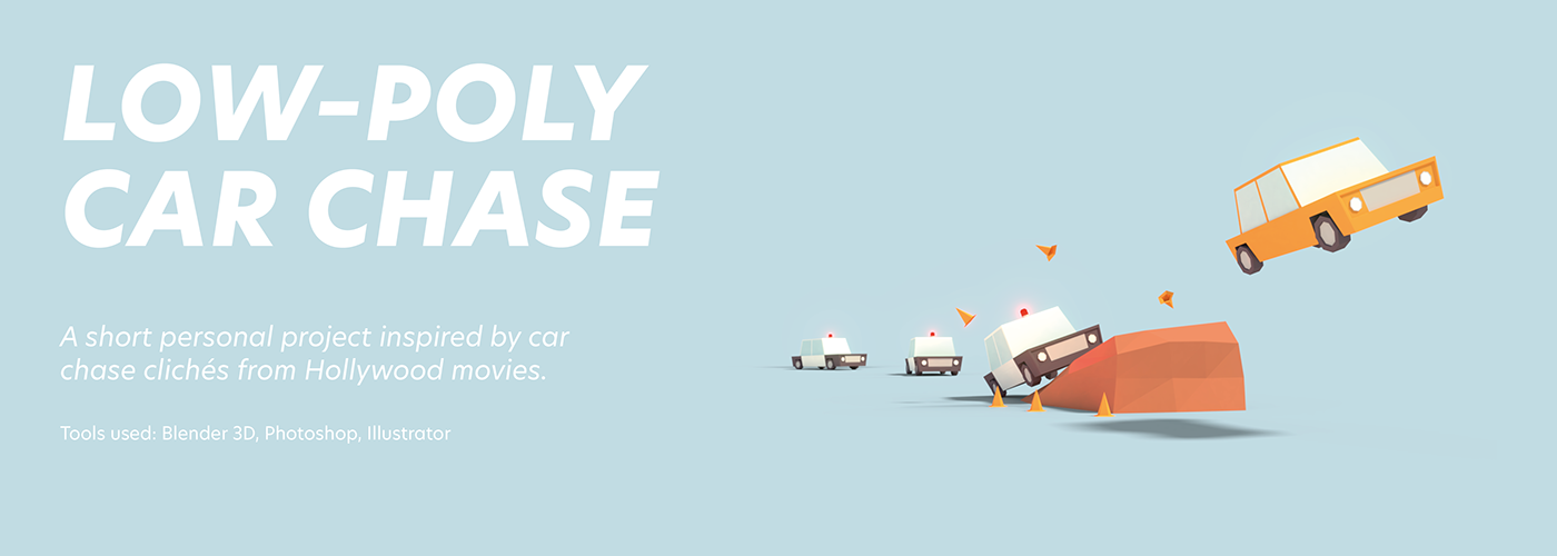 Low Poly car car chase police chase gif blender city ISO Isometric movie