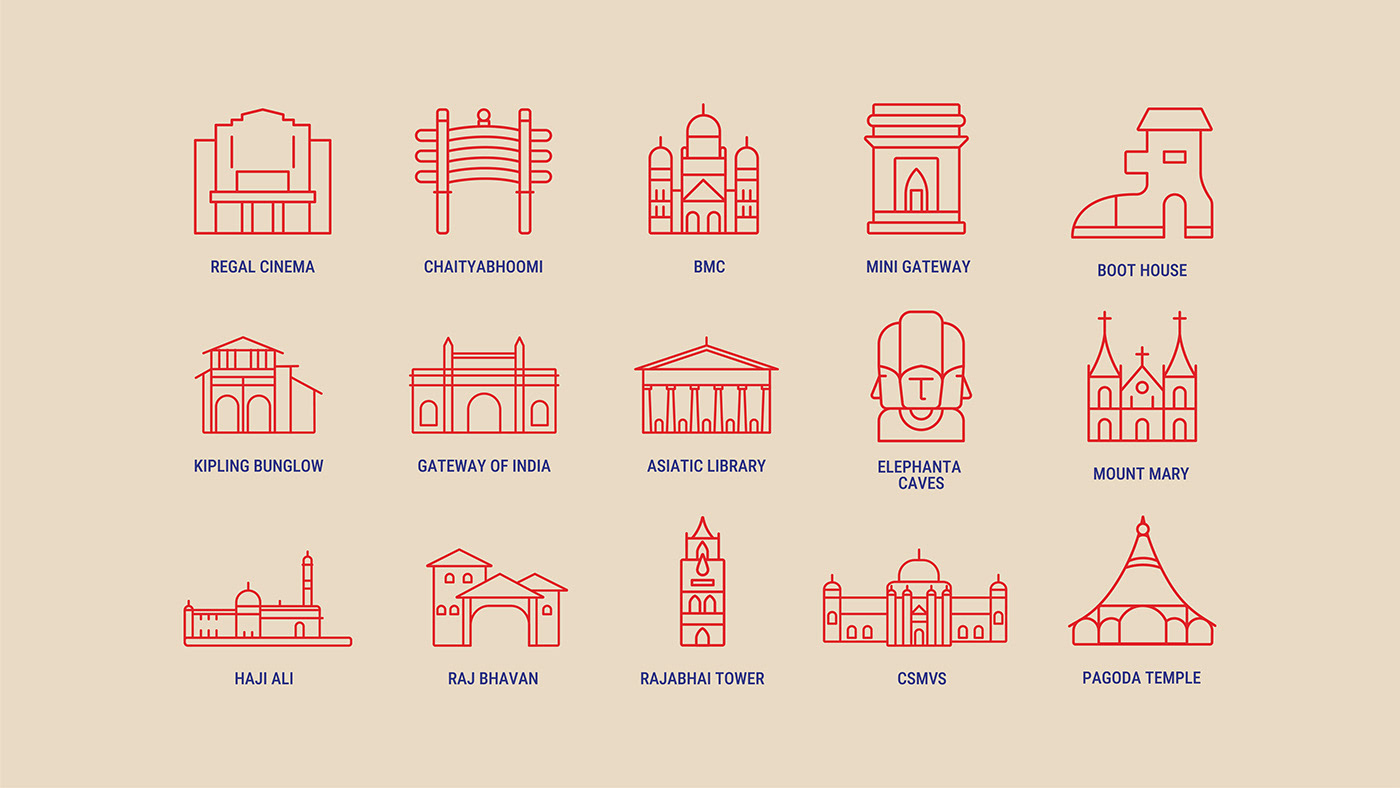 design infographics graphic design  Icon MUMBAI Stamp Design