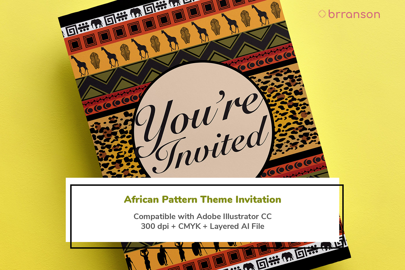 african animal announcement Geometric Shapes ILLUSTRATION  Invitation pattern template Theme vector