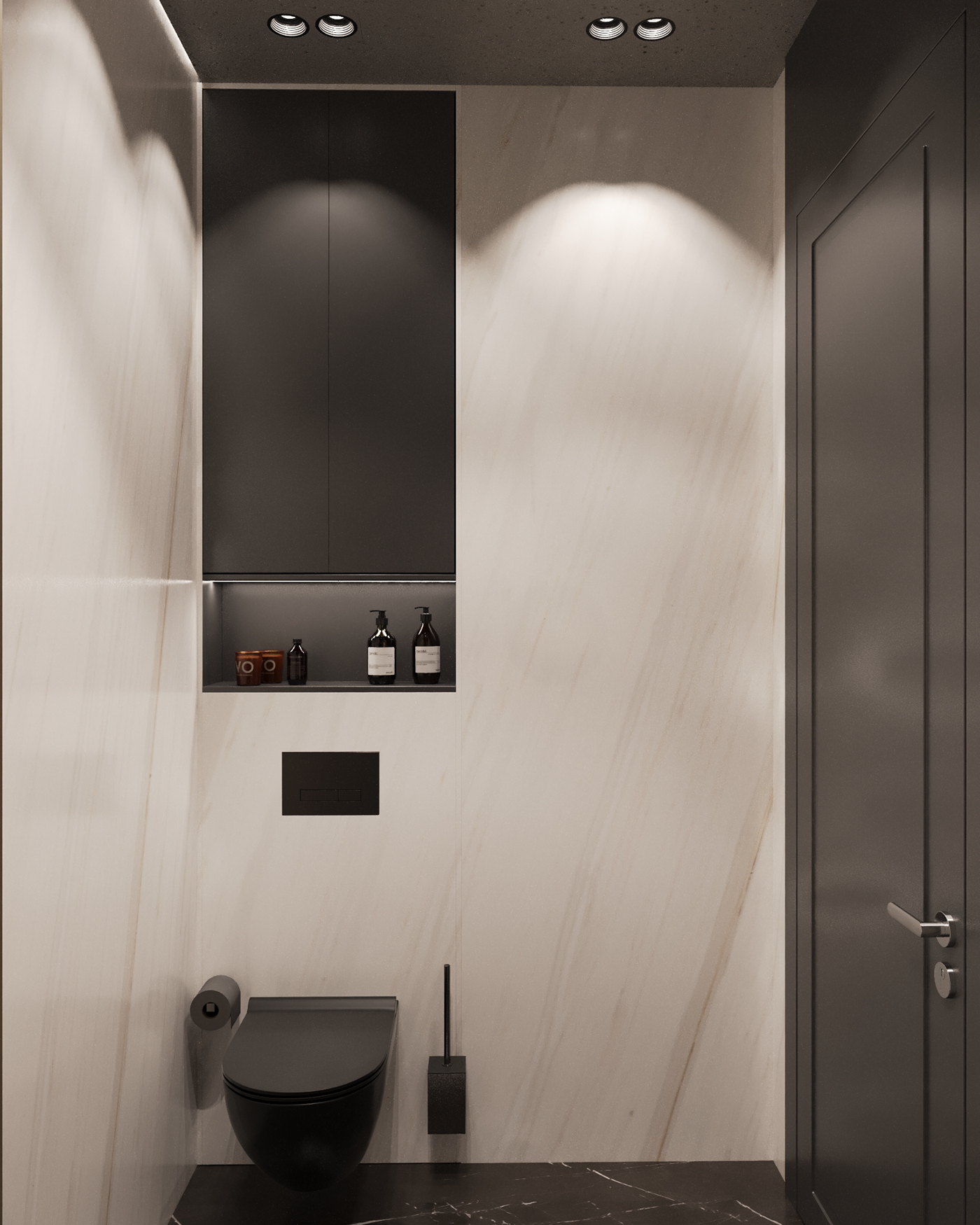 black and white Black&white bathroom design WC design visulazation modern Render mirror light wc