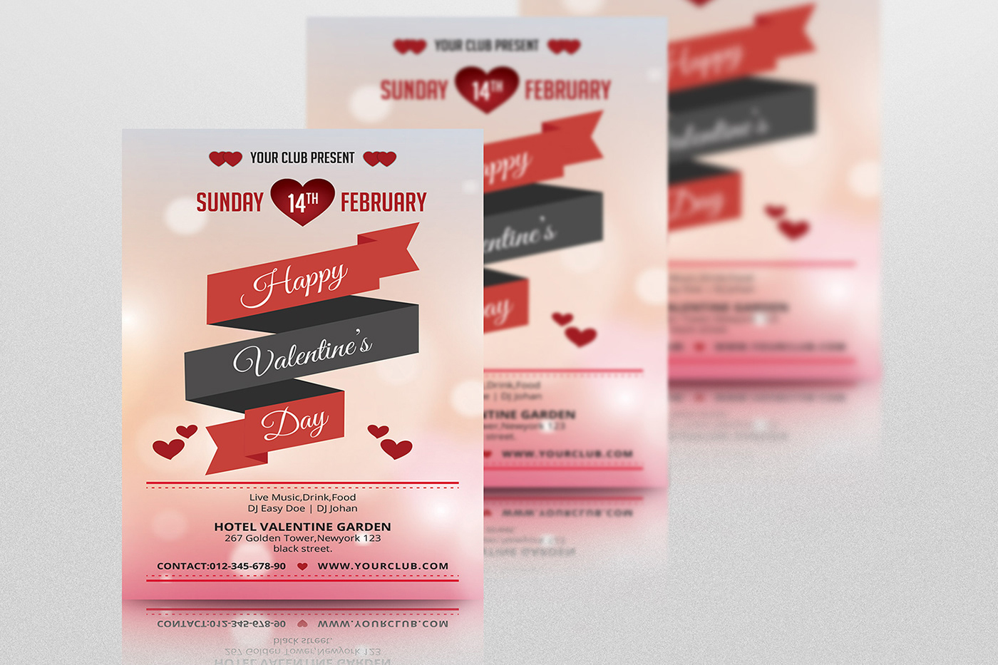 valentine day party flyer Invitation template flyer valentine party club night dinner party photoshop