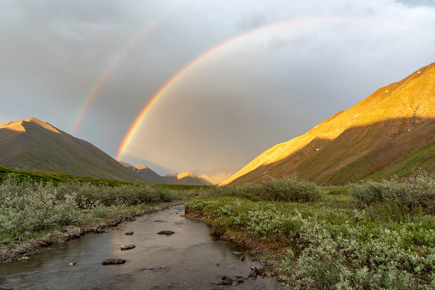 Rainbow over the tundra in Alaska.