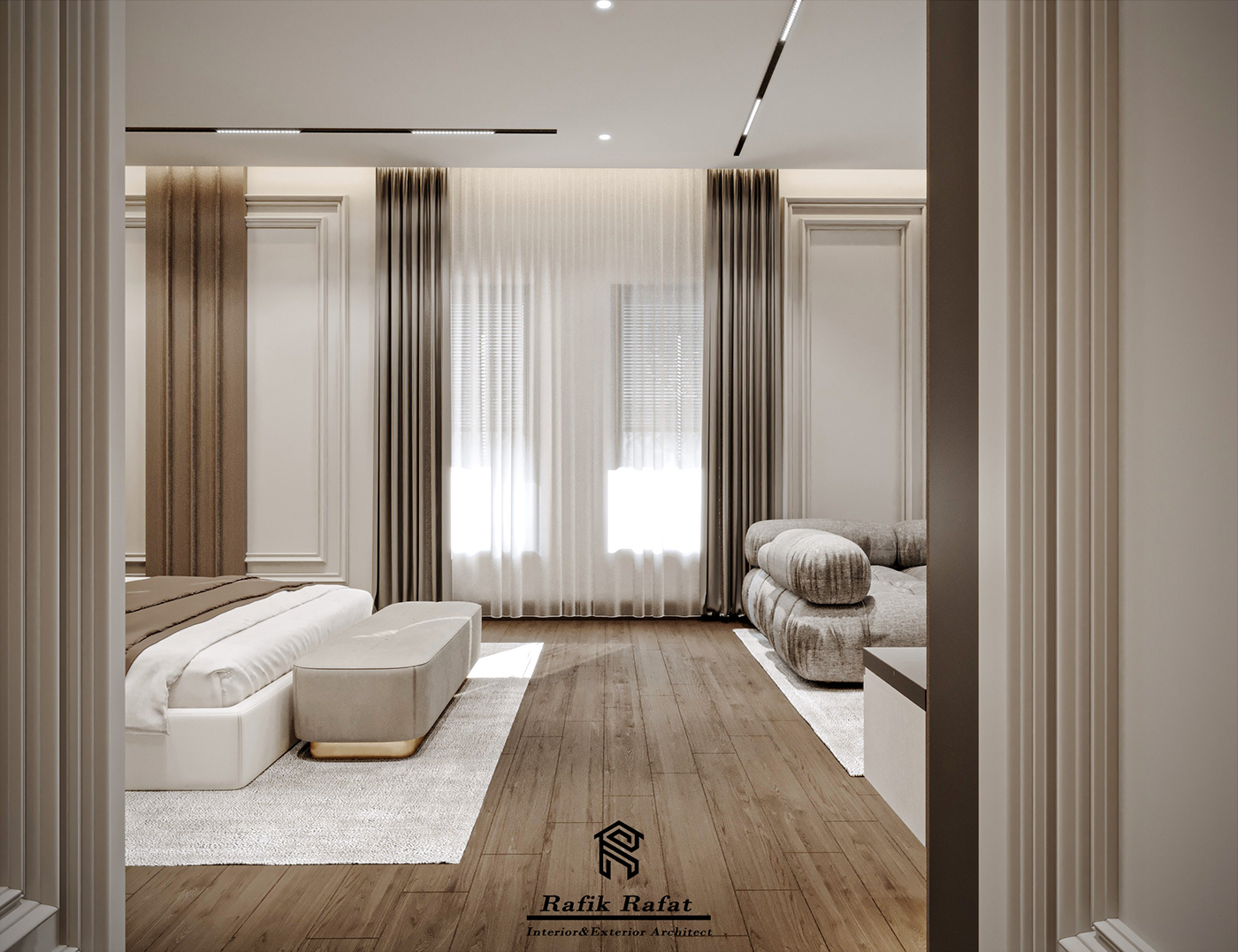 luxury modern bed bedroom design bedroom Bedroom interior 3ds max CGI archviz flat