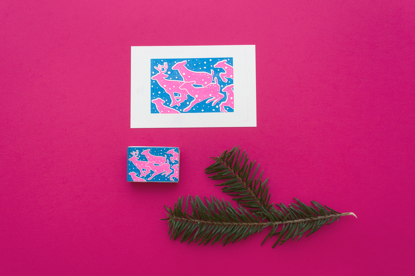 Matches postcard Packaging printdesign Risoprint graphic Christmas kotode Holiday ILLUSTRATION 