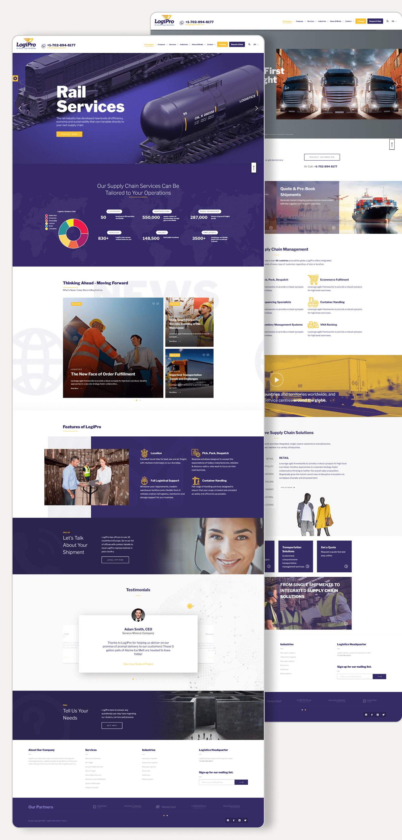 wordpress UI/UX Logistics delivery template Theme Responsive Website user interface corporate