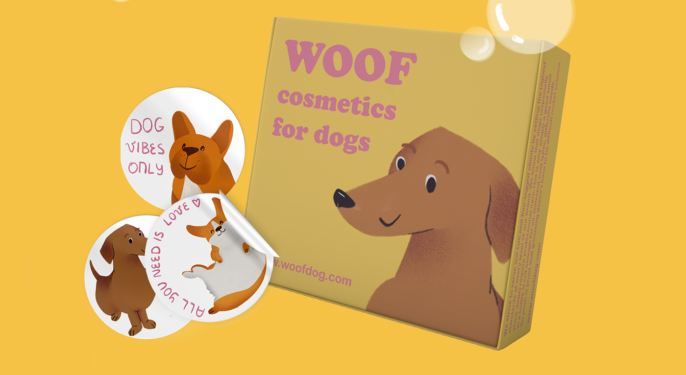packaging illustration for dogs shampoo