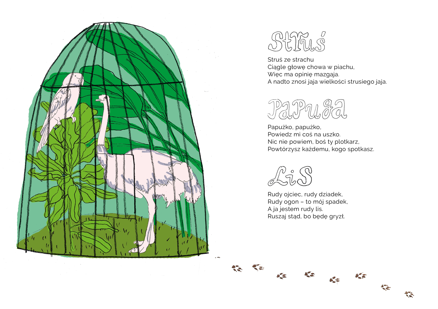 zoo brzechwa book children design jungle cages freedom wild ILLUSTRATION 