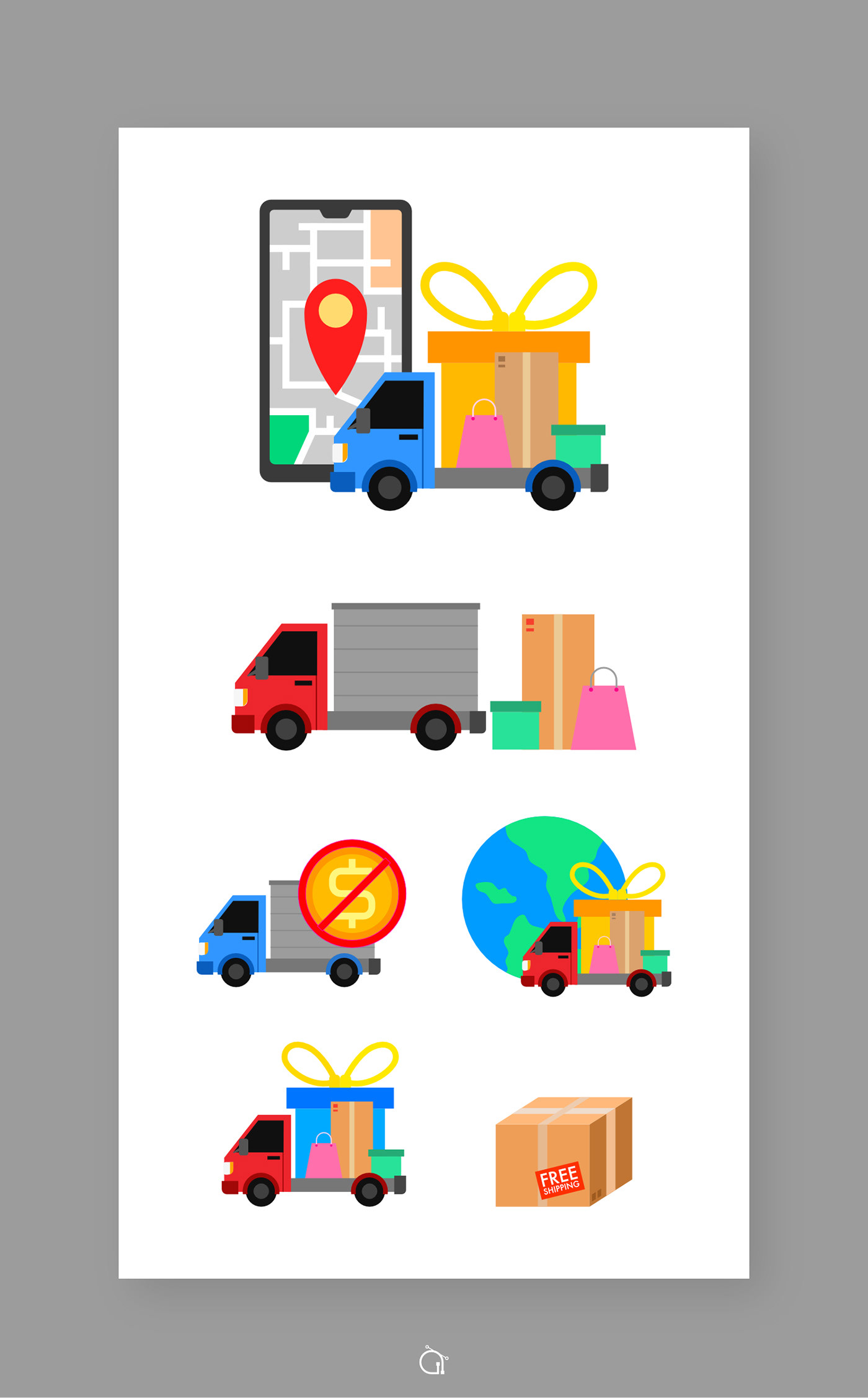 Free Delivery free shipping ILLUSTRATION  Marketplace online store shipment vector