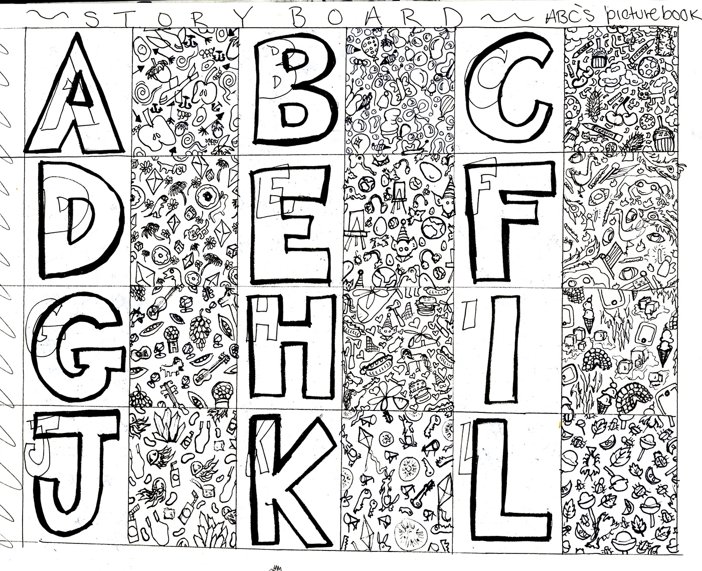 seek and find alphabet book children book ILLUSTRATION  book illustration Repeat Pattern Surface Designer