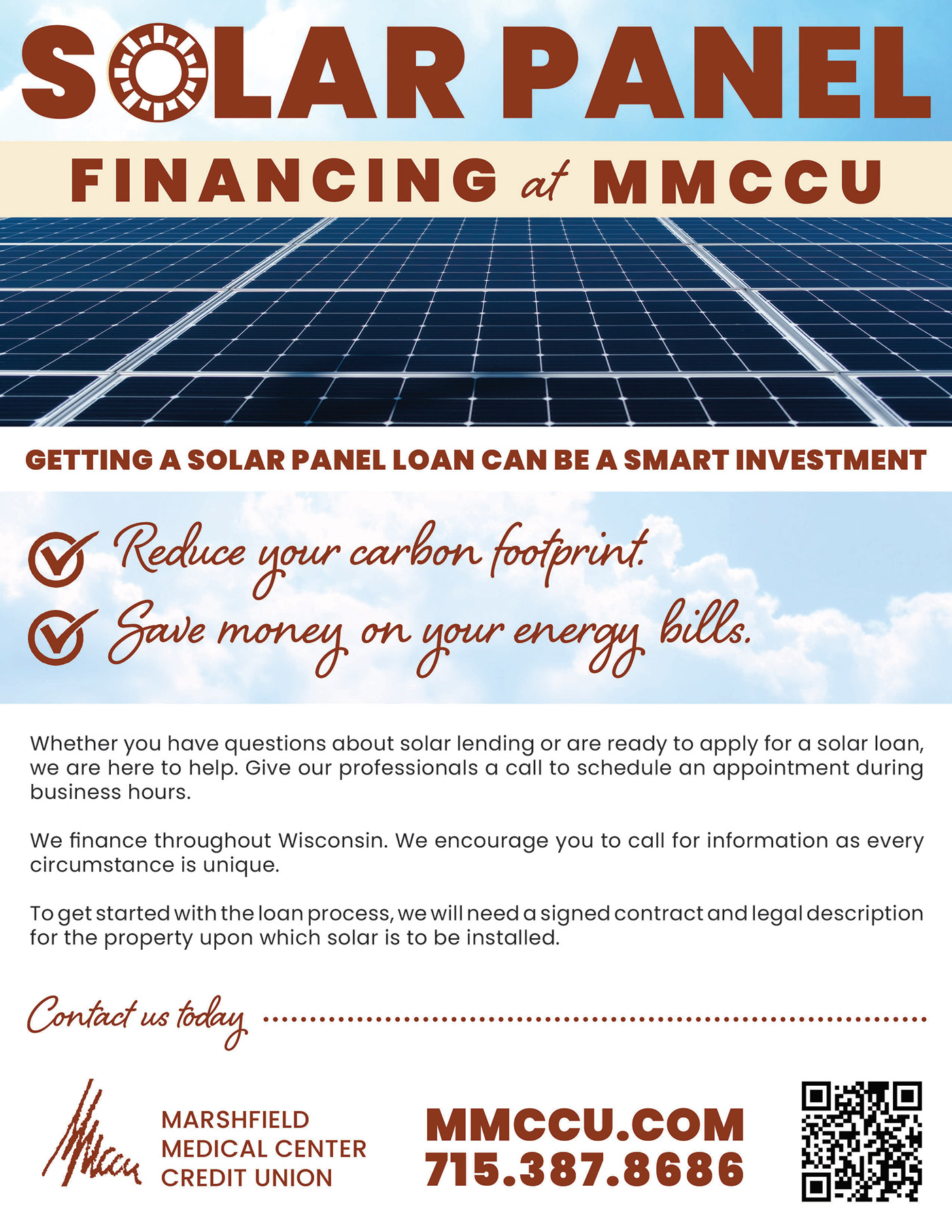 Bank credit union marketing   print Renewable Energy solar sustainable energy Social media post